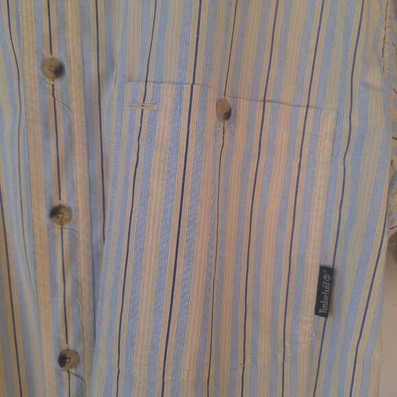 Timberland yellow blue men lg button down short sleeve - Picture 7 of 14